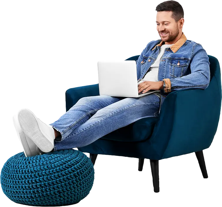 TechiEvolve client relaxing while his marketing grows — relax, grow, repeat